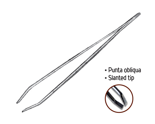 Professional tweezers with slanted tip