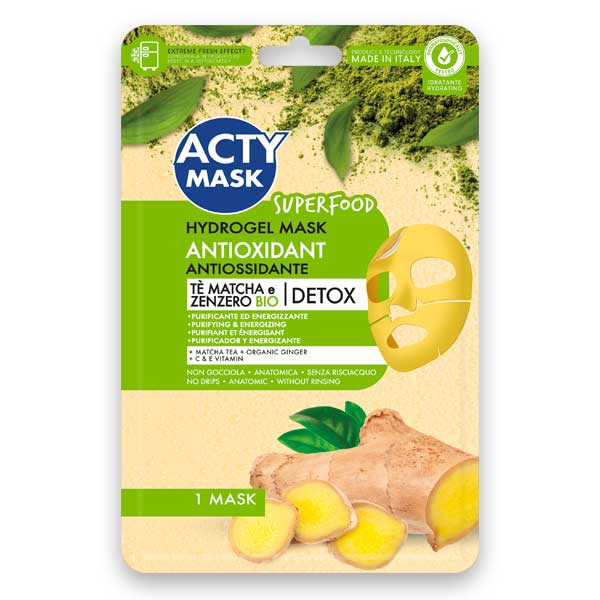 Maschera Hydrogel Antiossidante con Tè Matcha e Zenzero Bio